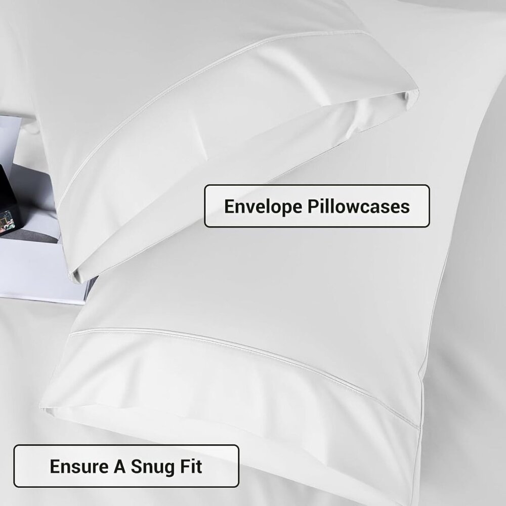 Queen Sz Sheet Set 4 Pc Fitted and Flat sheets 2 Pillowcases X004702LMP - Picture 6 of 8
